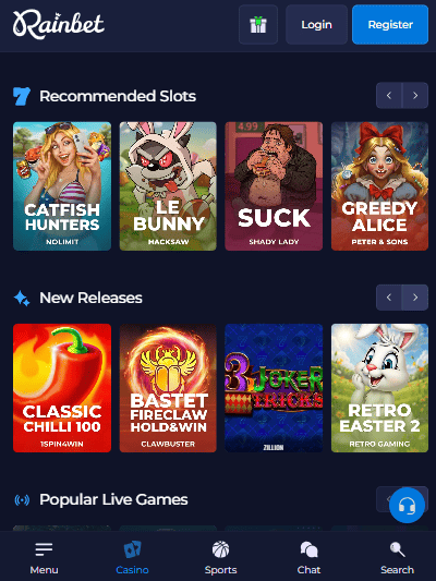 Casino y tragamonedas en Rainbet Ecuador